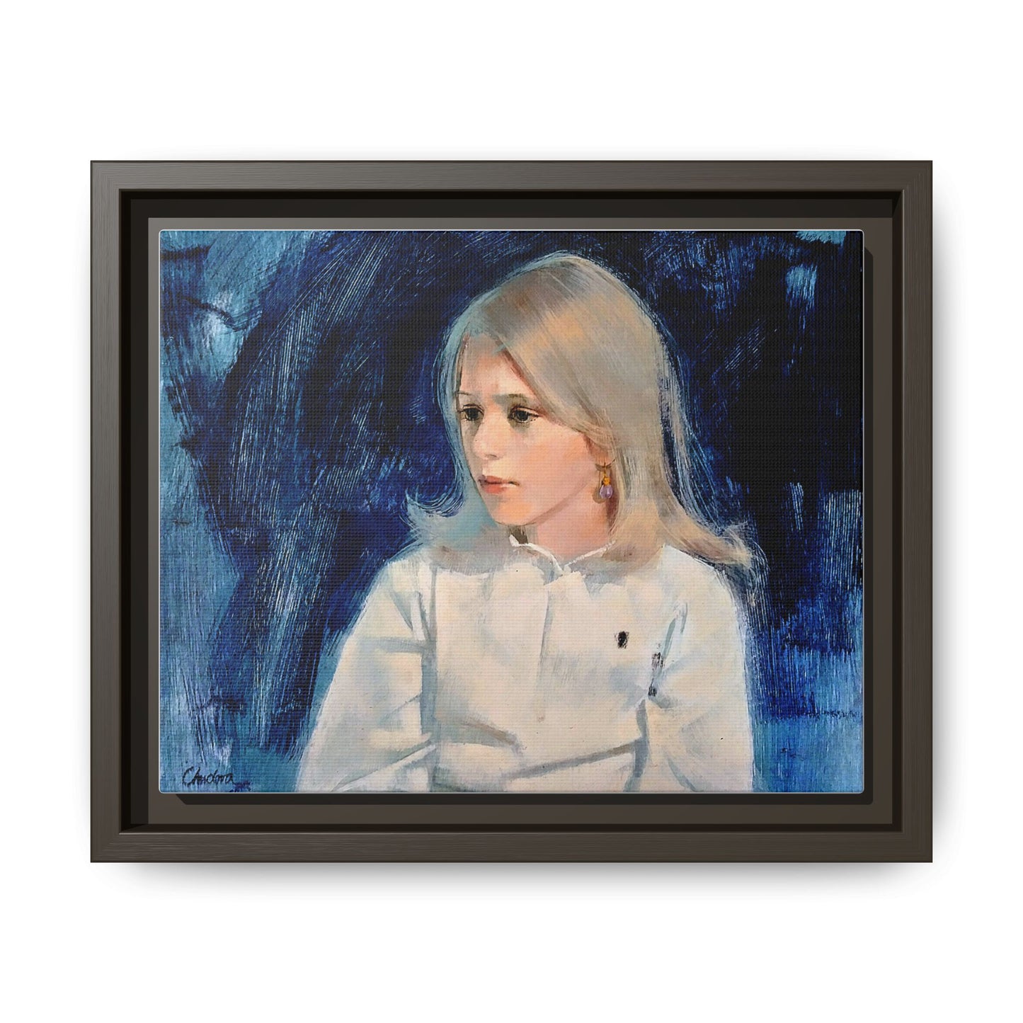 Painting of girl by Unknown Artist Framed Matte Canvas Classic Wall Art