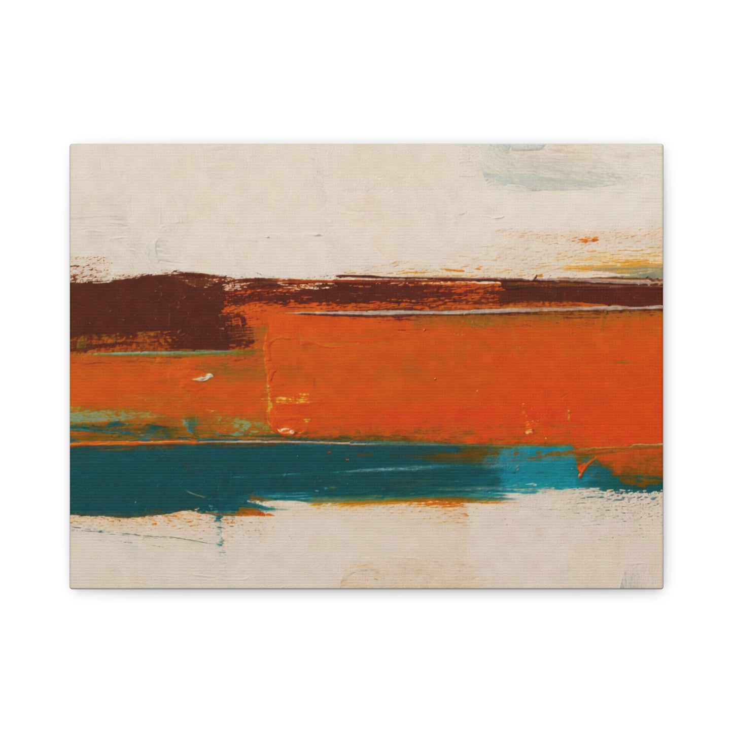 Abstract Orange & Teal Matte Canvas Wall Art — Stretched 1.25"