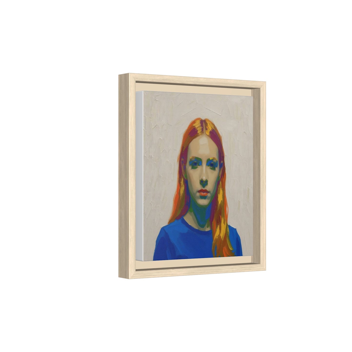 Framed Matte Canvas Portrait — Vibrant Multi‑Color Girl Art Print