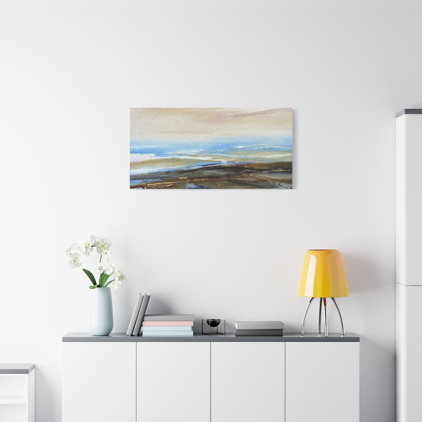 Coastal Abstract Matte Canvas Wall Art — Serene Ocean Horizon Stretch