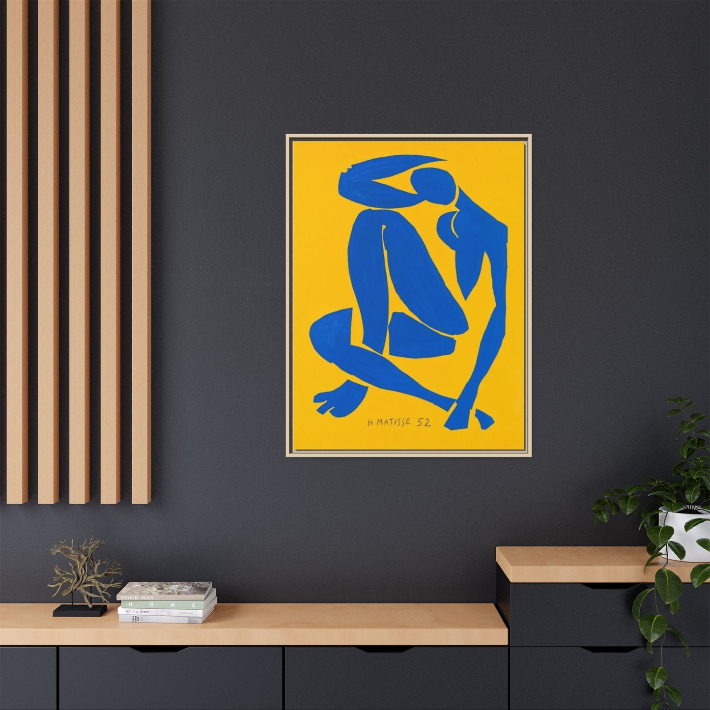 Abstract Blue Nude Matte Canvas Wall Art, Framed