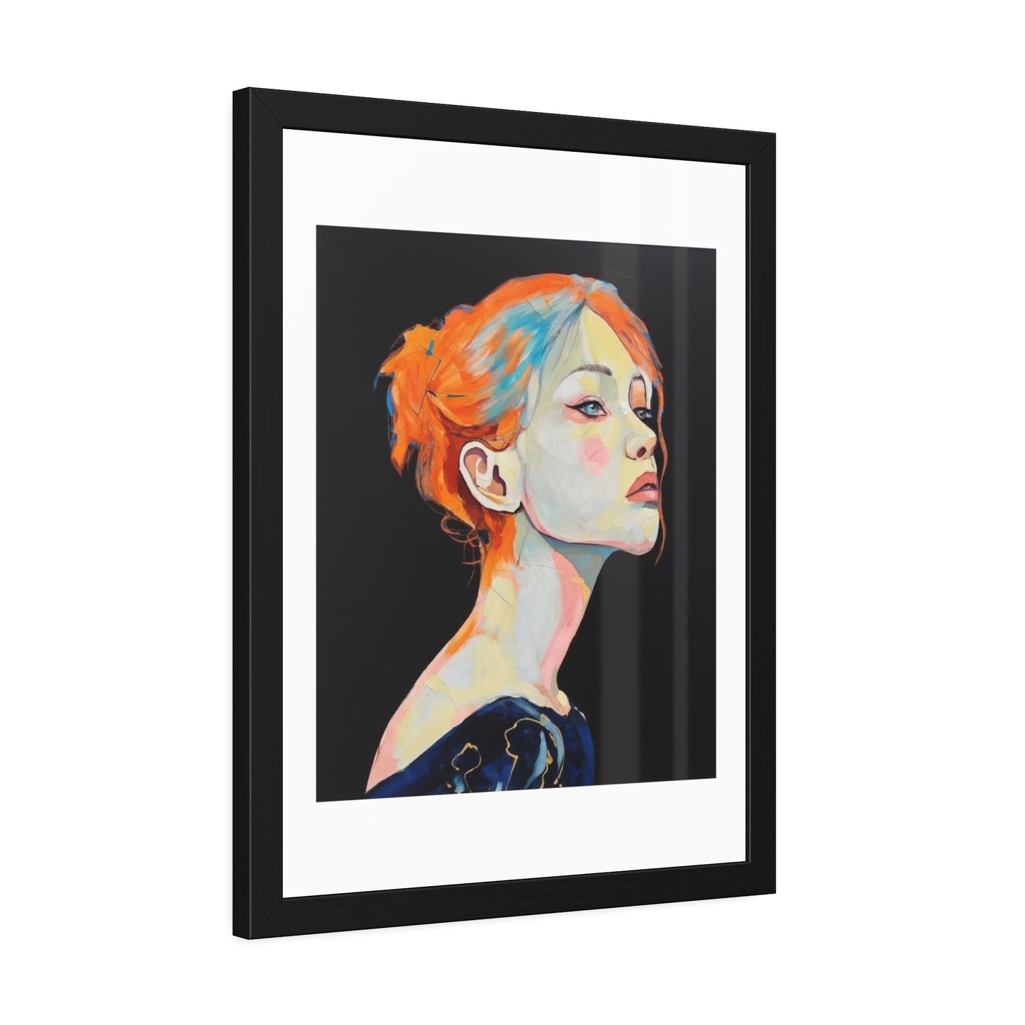 Framed Art Print — Colorful Portrait of Red‑Haired Woman