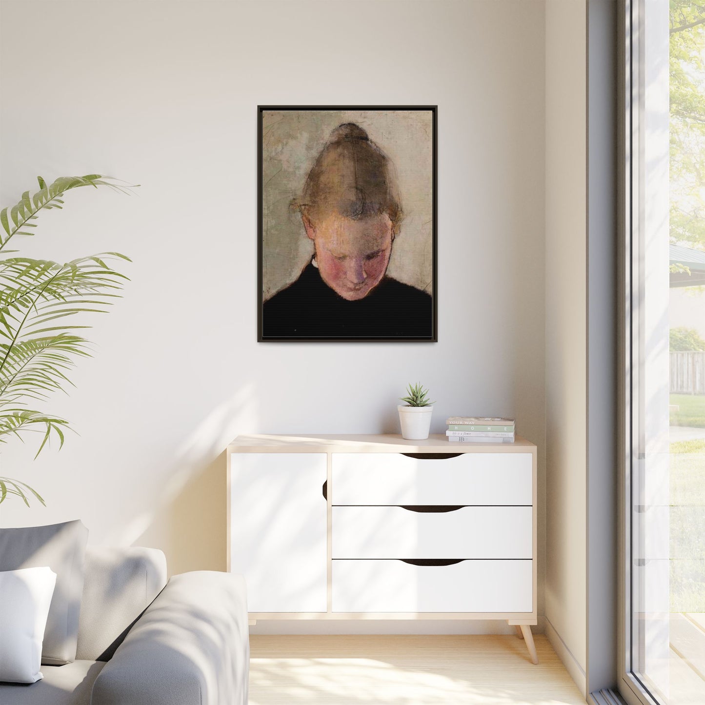 Lukeva tytto by Helena Schjerfbeck Framed Matte Canvas Art Print
