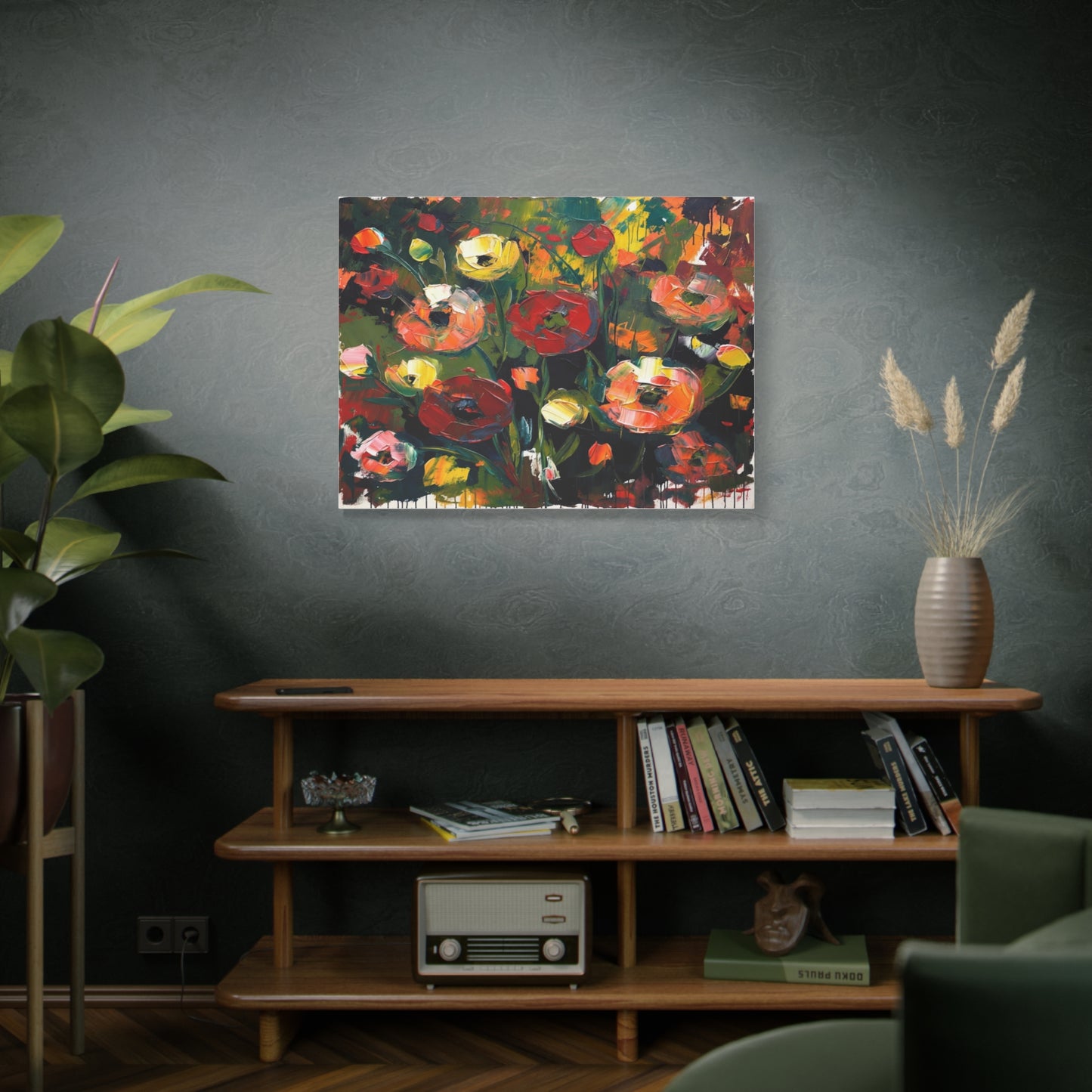 Bold Floral Abstract Canvas Print — Colorful Poppy Wall Art, Matte Stretched 1.25"