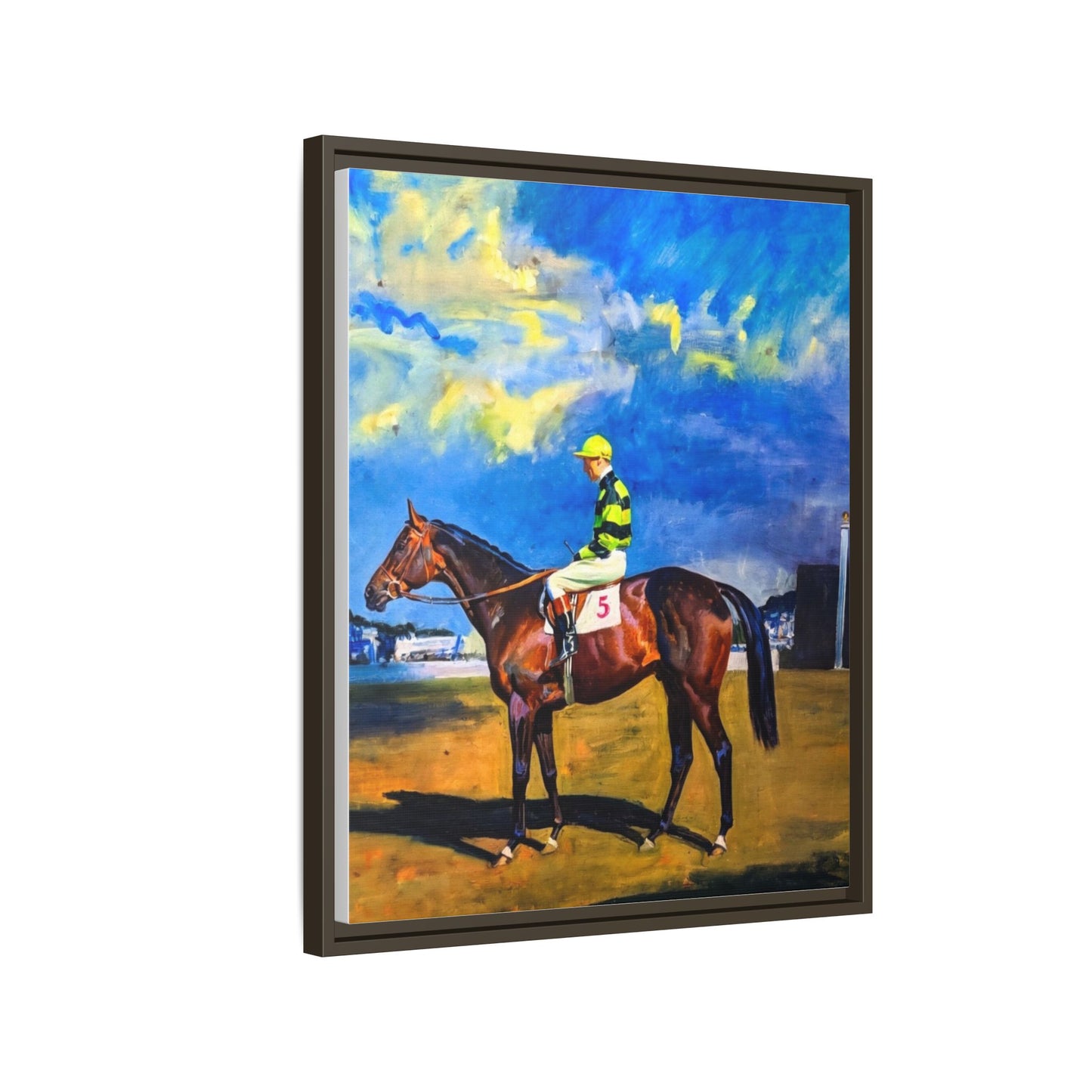 Framed Matte Canvas — Jockey on Racehorse Vintage Equestrian Wall Art