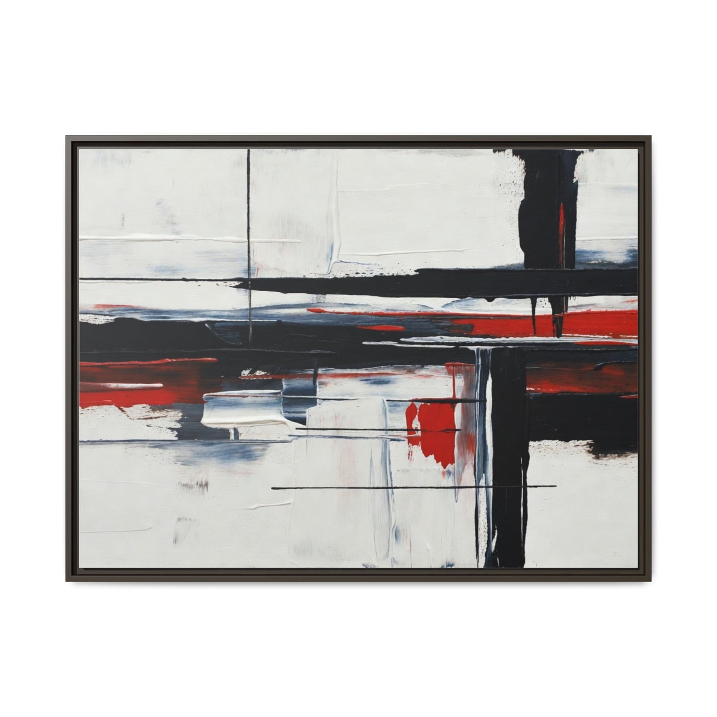 Abstract Red & Black Framed Canvas Art — Modern Matte Wall Painting
