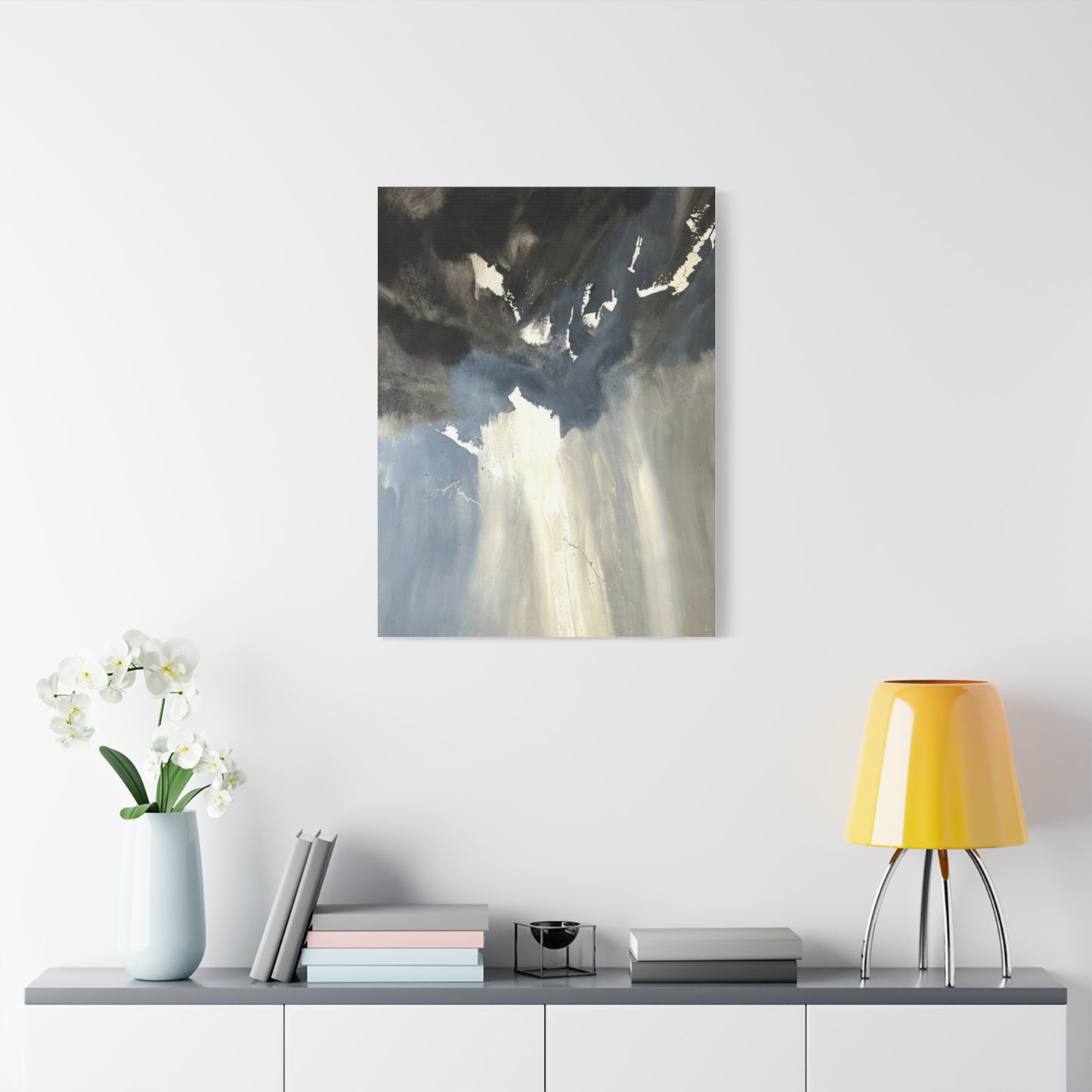 Abstract Storm Canvas Print — Dramatic Blue & Gray Matte Wall Art