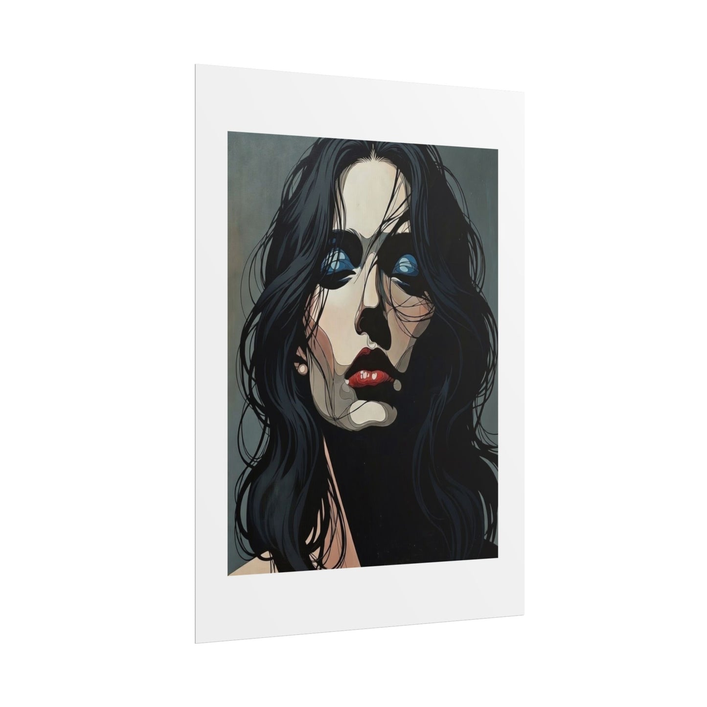Rolled Poster — Moody Portrait Art Print (Dark Femme, Blue Eyeshadow)