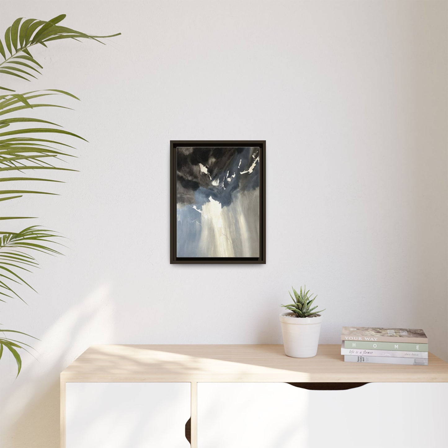 Framed Matte Canvas Art — Moody Abstract Sky Painting