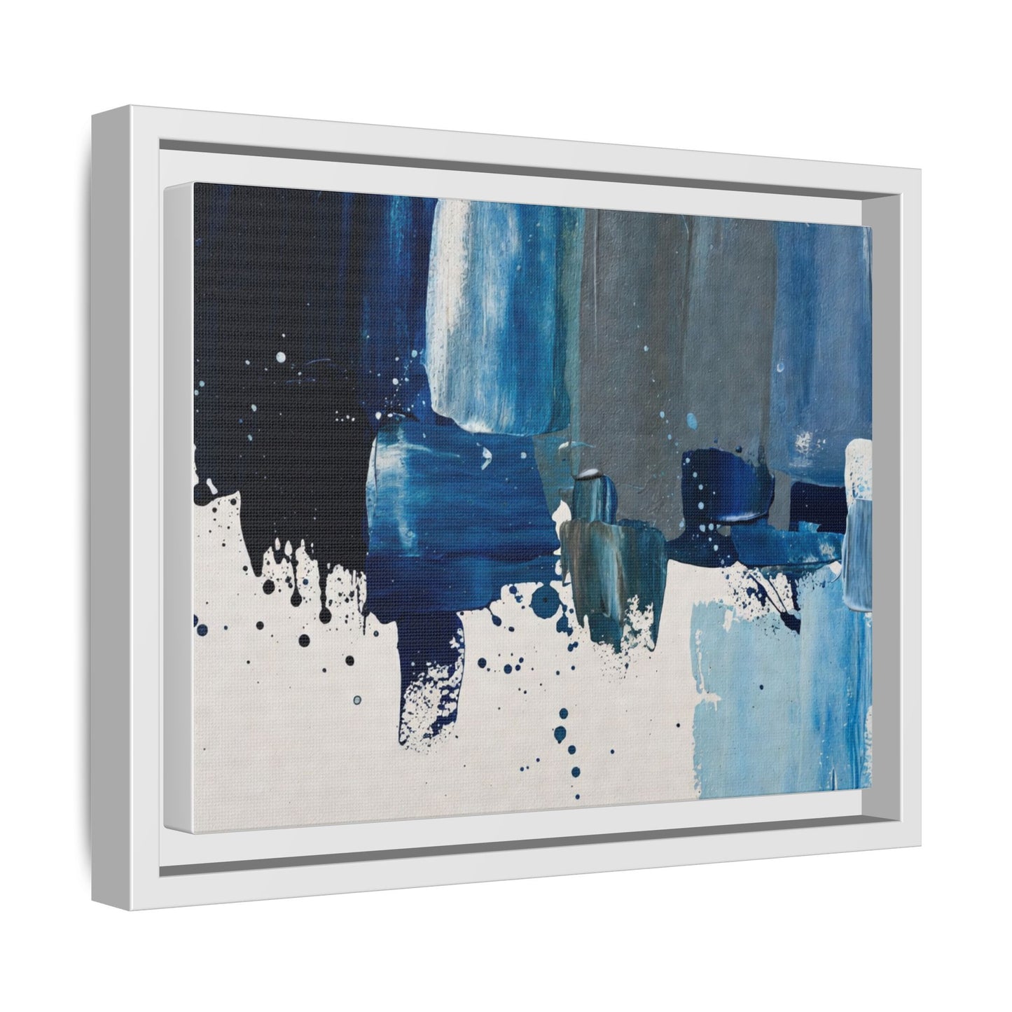 Abstract Blue Ocean Matte Canvas Framed Wall Art