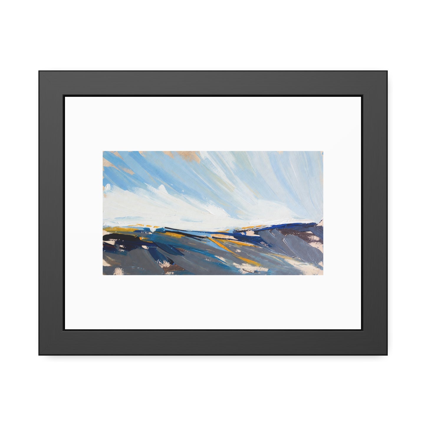 Abstract Coastal Landscape Framed Poster — Blue Seascape Wall Art