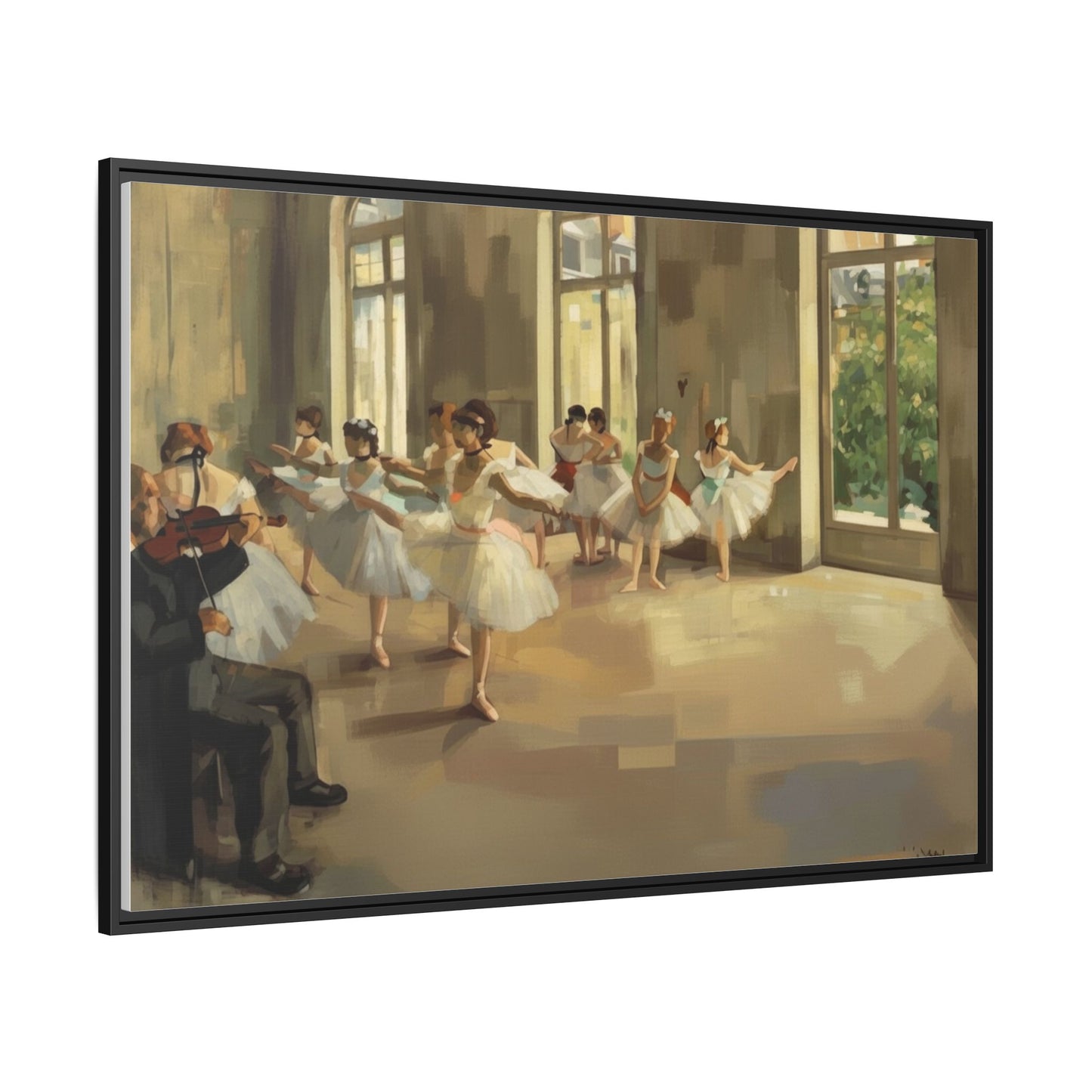 Framed Matte Canvas Print — Ballet Class Scene (Impressionist Dancers)
