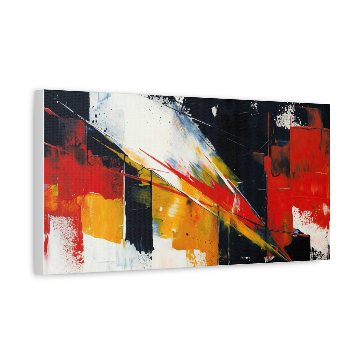 Abstract Geometric Canvas Art — Bold Red & Black Modern Wall Painting