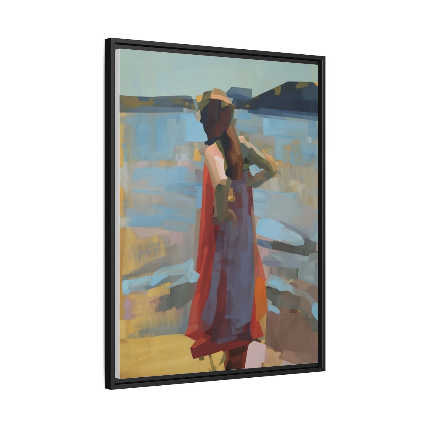 Framed Matte Canvas Print — Coastal Woman Abstract Art