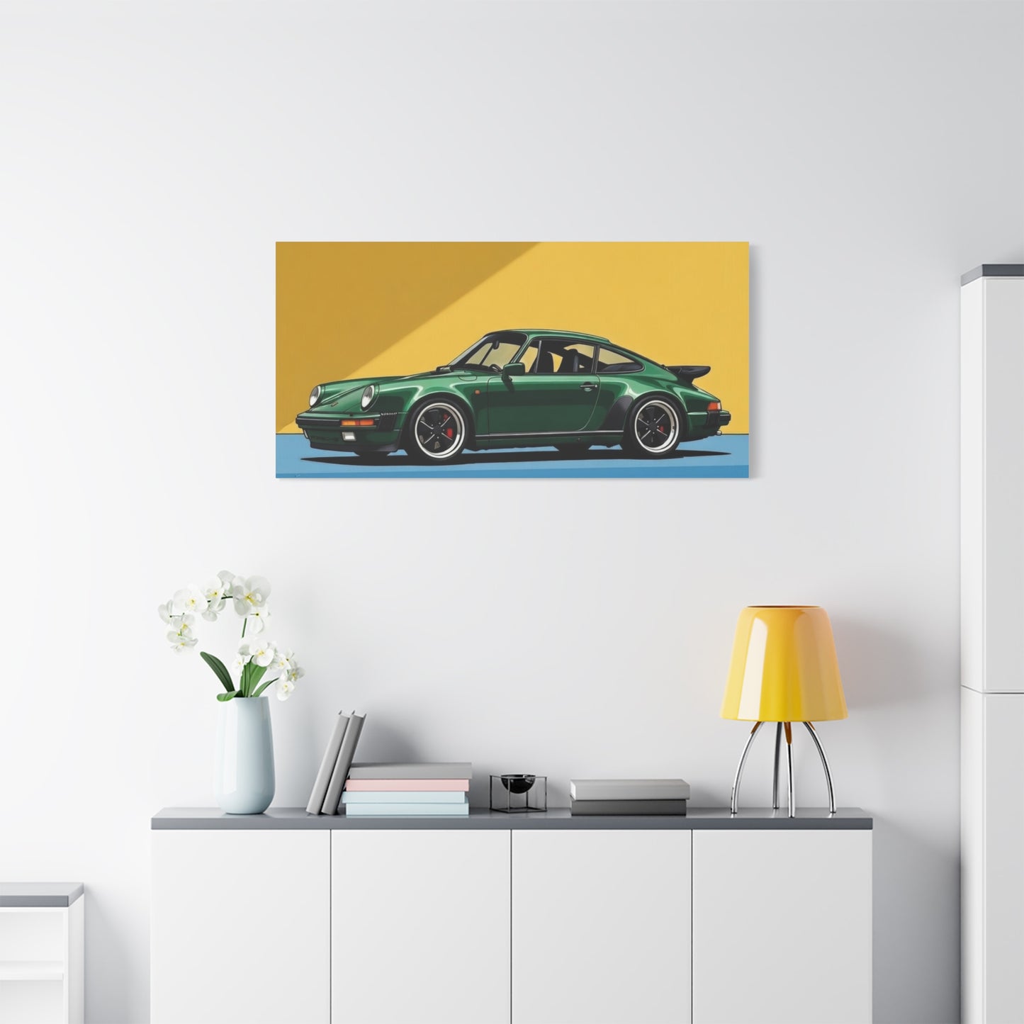 Vintage Green Porsche Art Print - Matte Stretched Canvas