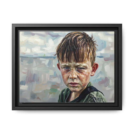 Framed Matte Canvas: Gritty Boy Portrait Art Print
