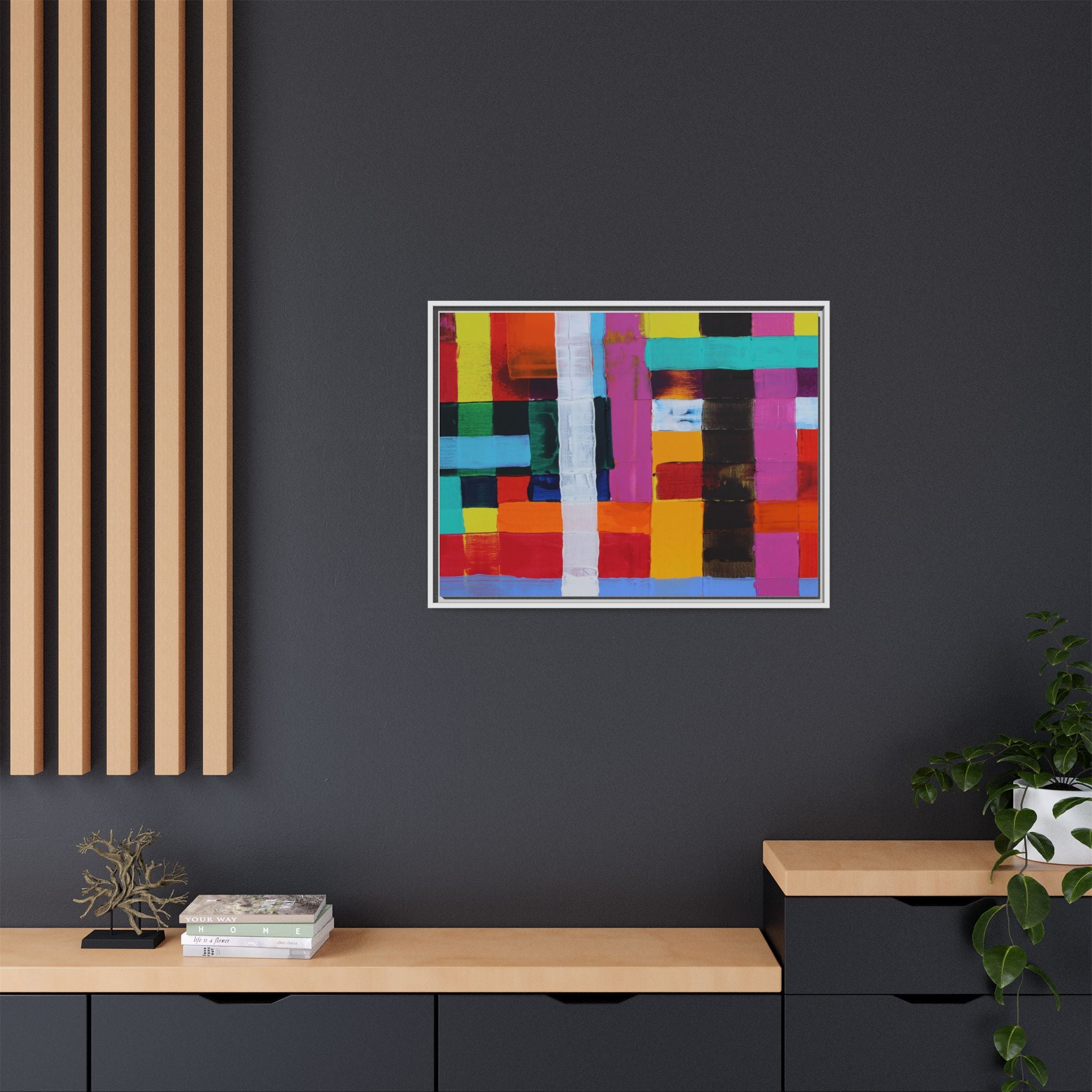 Farbfeld Malerei (Acryl) by Unknown Artist Matte Framed Canvas Wall Art Print