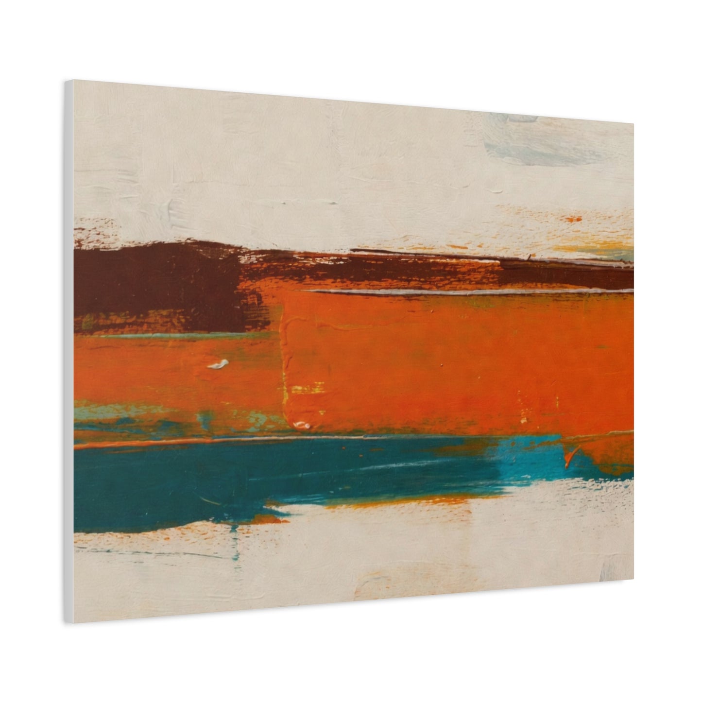 Abstract Orange & Teal Matte Canvas Wall Art — Stretched 1.25"