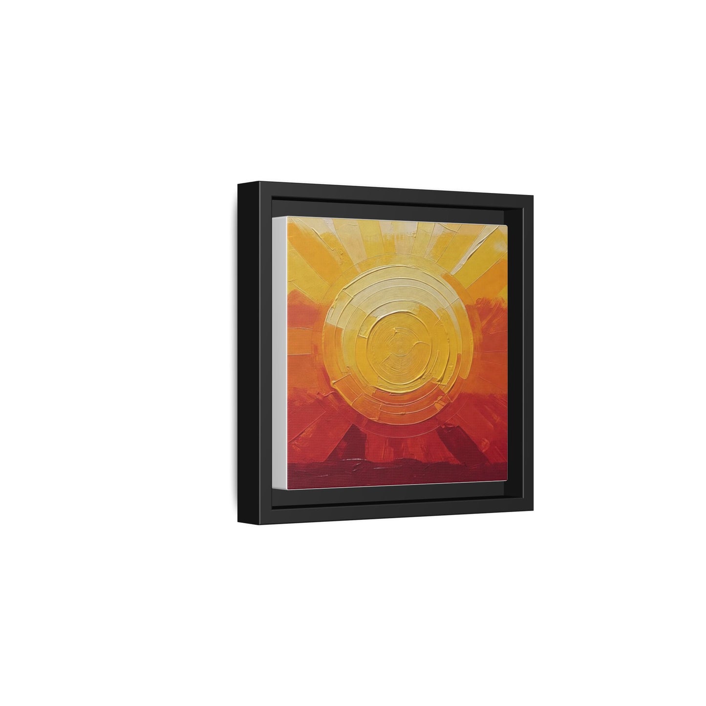 Sunburst Abstract Framed Canvas Art — Matte Multi‑Color Wall Print