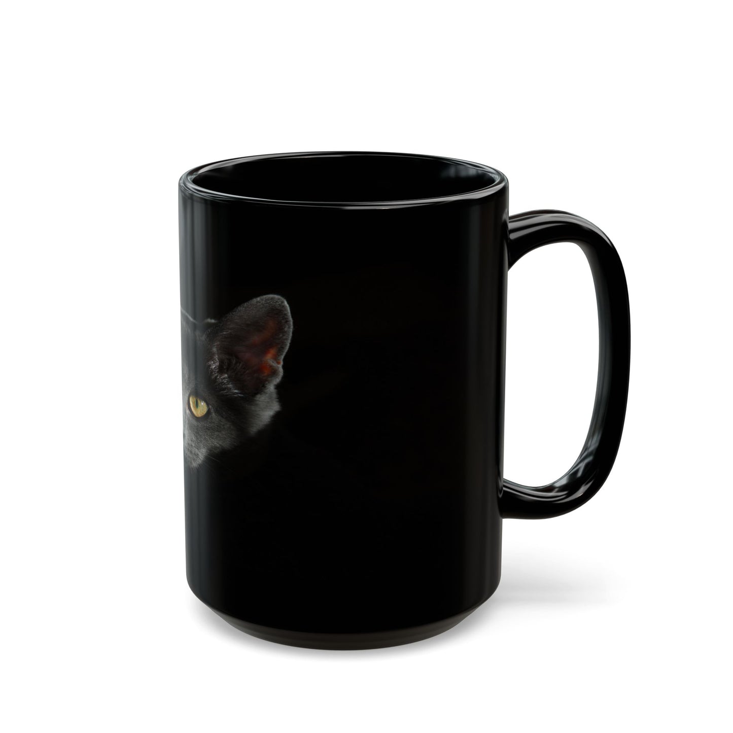 Black Cat Portrait Mug — Gothic Coffee Cup for Cat Lovers (11oz/15oz)