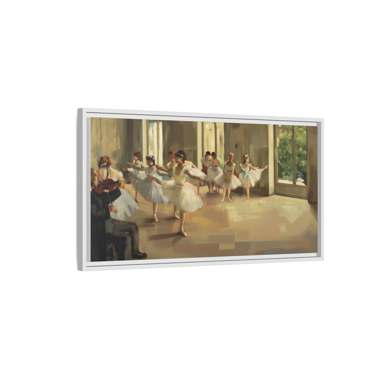 Framed Matte Canvas Print — Ballet Class Scene (Impressionist Dancers)