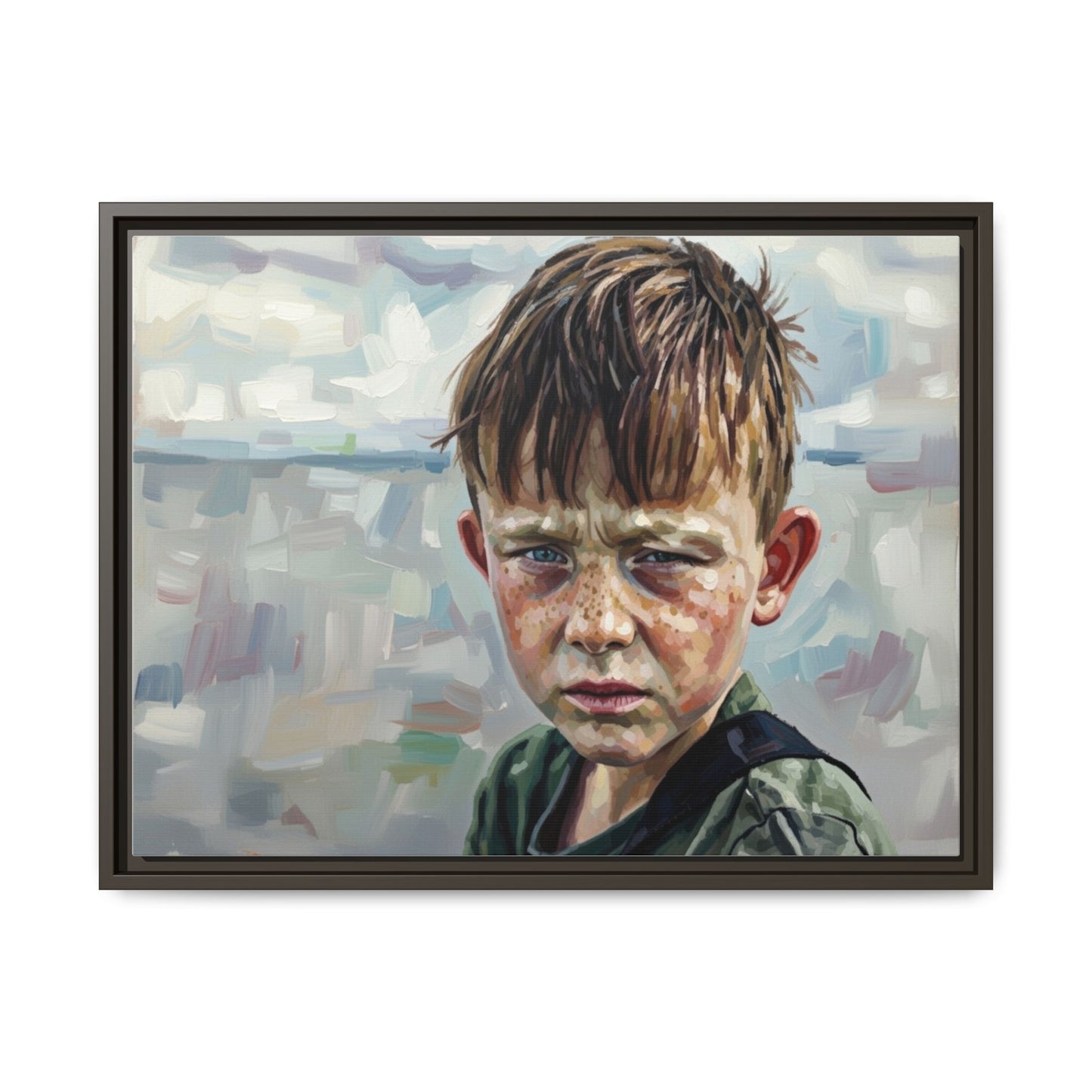 Framed Matte Canvas: Gritty Boy Portrait Art Print