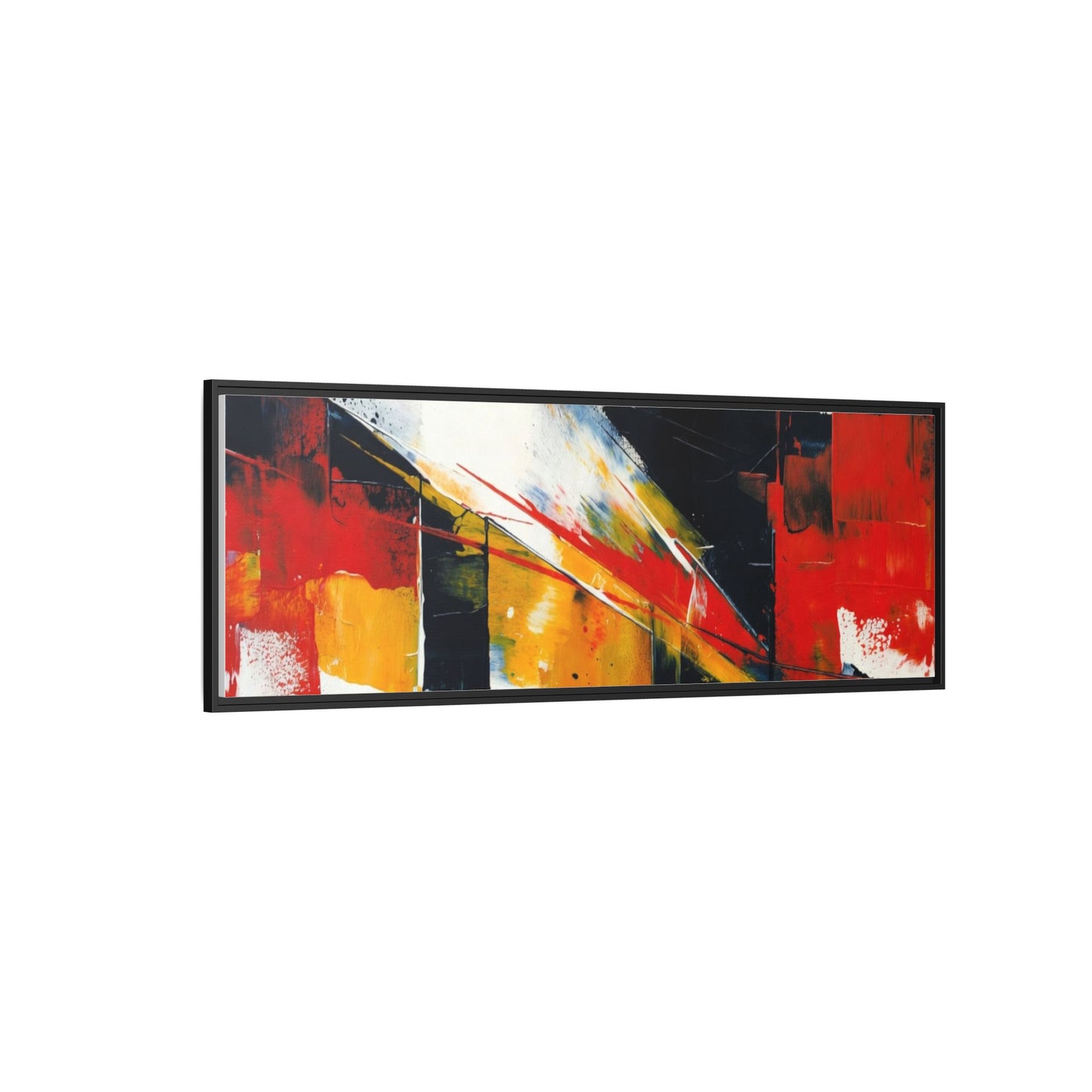Abstract Red & Black Framed Canvas Print — Modern Geometric Wall Art