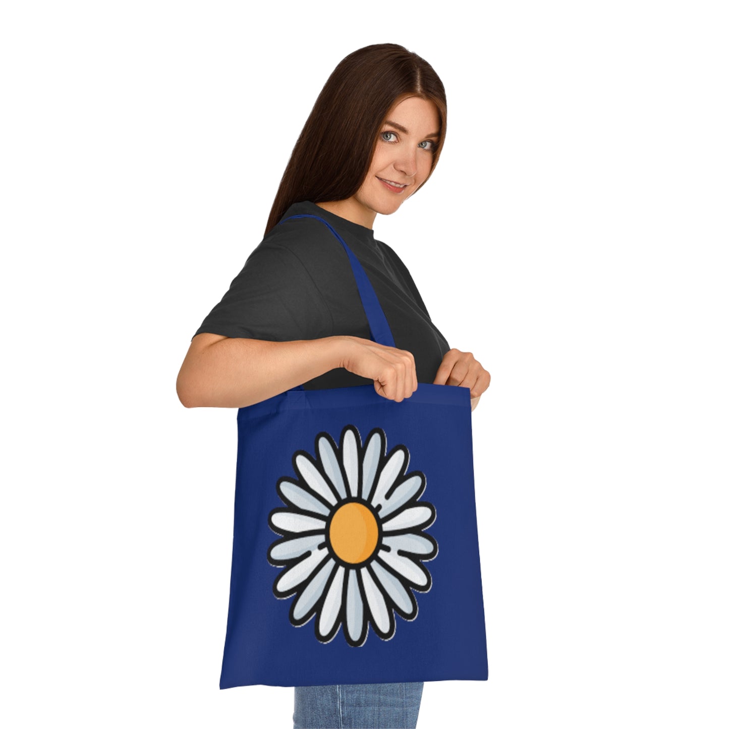 Daisy Print Cotton Tote Bag – Cute Floral Market Tote