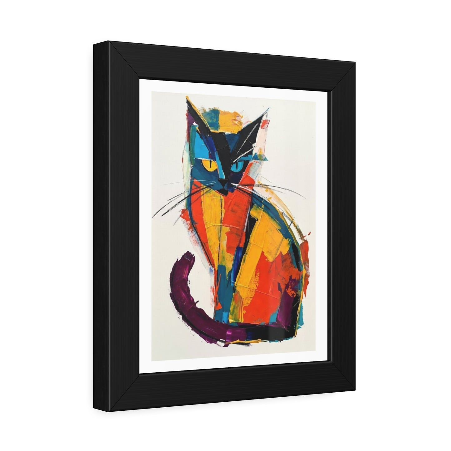 Colorful Abstract Cat Framed Poster