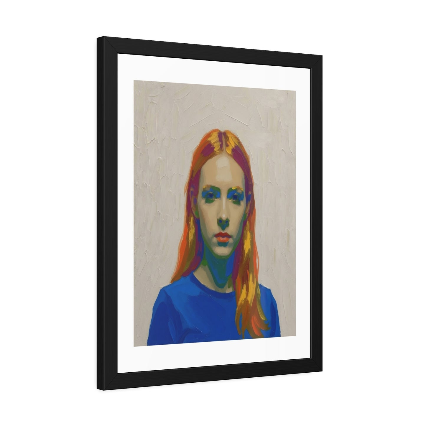 Framed Art Print — Colorful Portrait of Red-Haired Woman, Modern Pop Portrait Wall Art