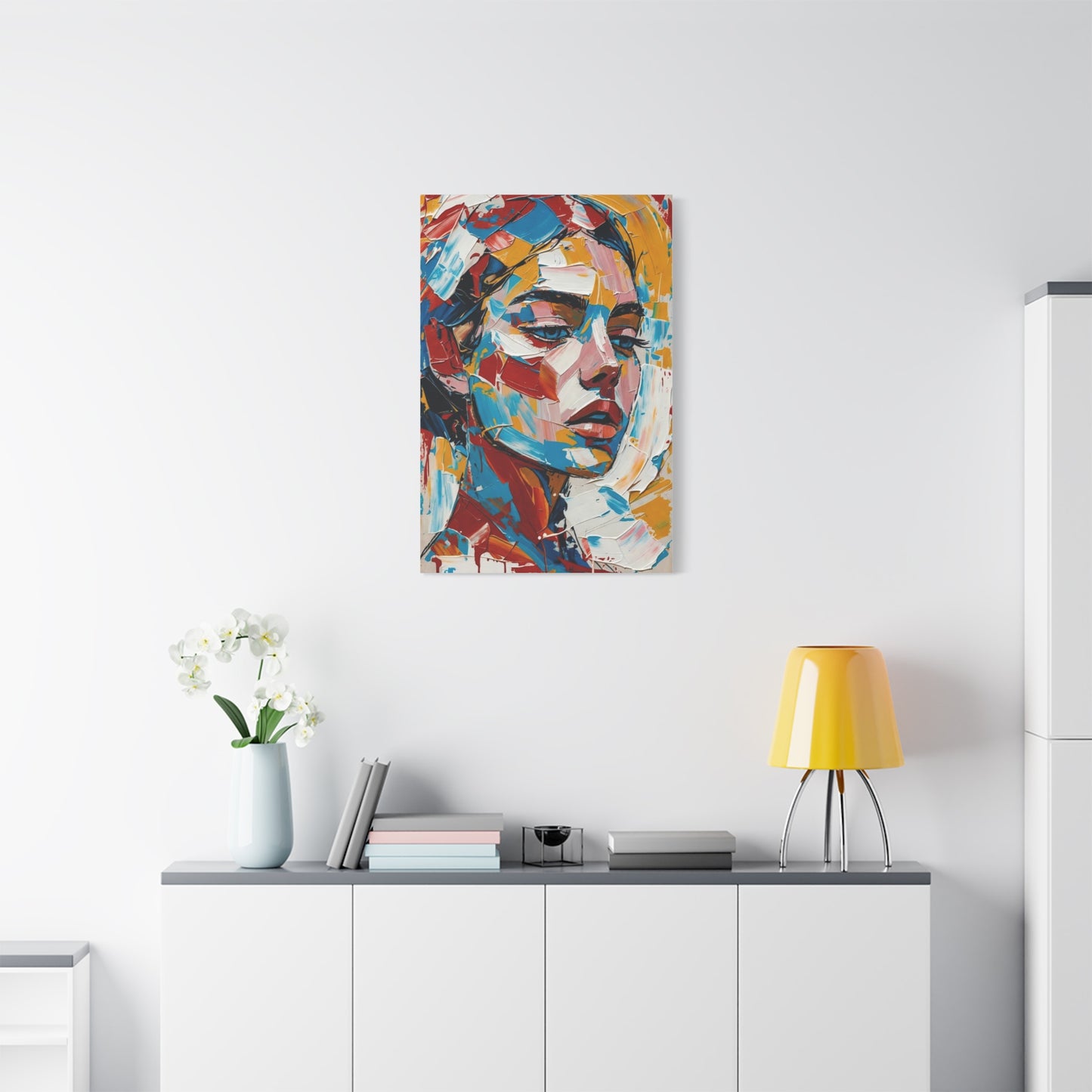 Abstract Colorful Portrait Matte Canvas Print — Modern Stretched Wall Art
