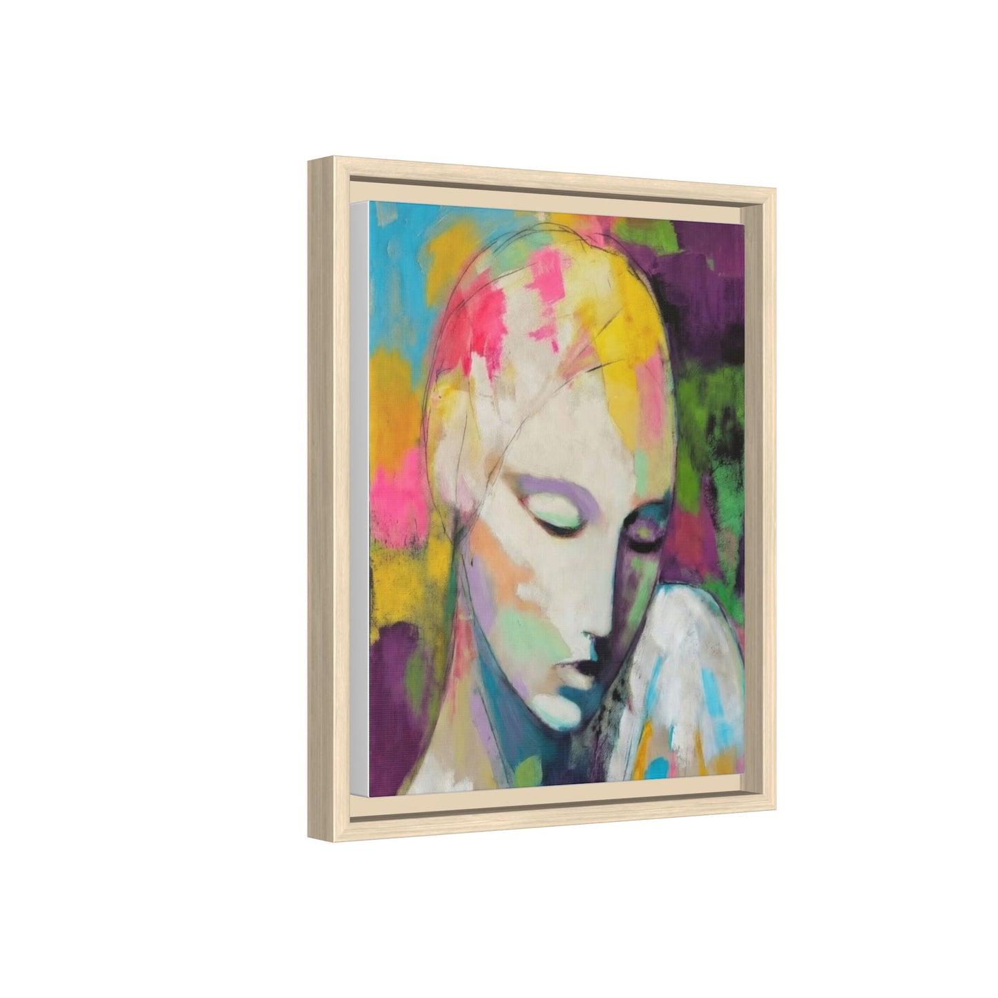 Framed Matte Canvas Art - Colorful Abstract Portrait