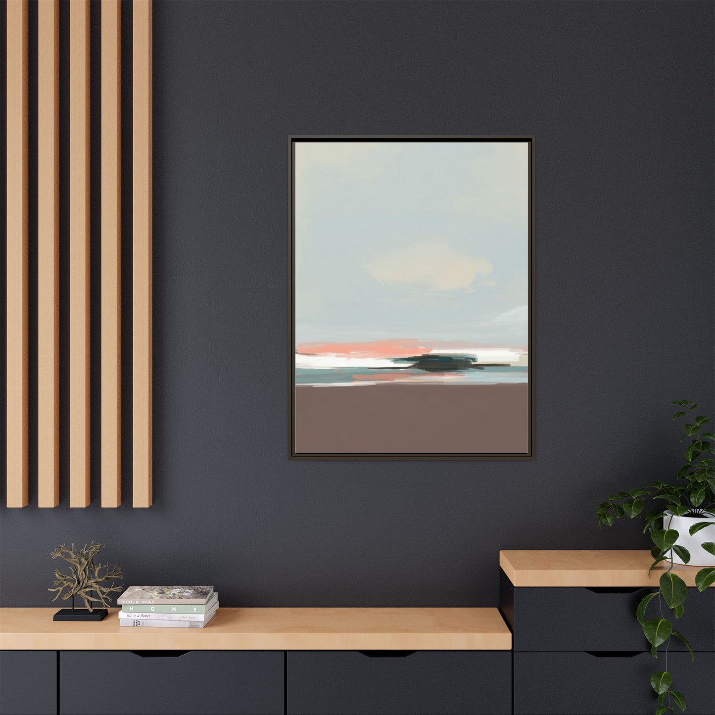 Framed Matte Canvas Print — Soft Coastal Abstract Landscape
