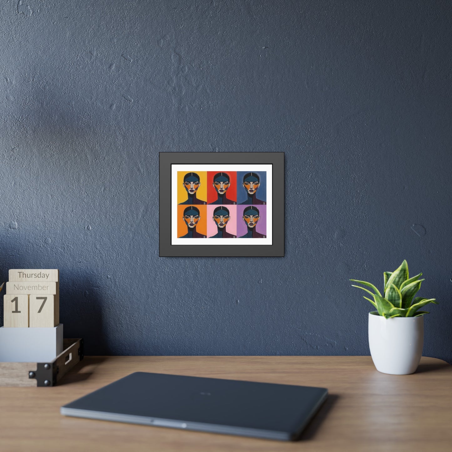 Pop Art Portrait Framed Poster — Colorful Six-Panel Modern Wall Art