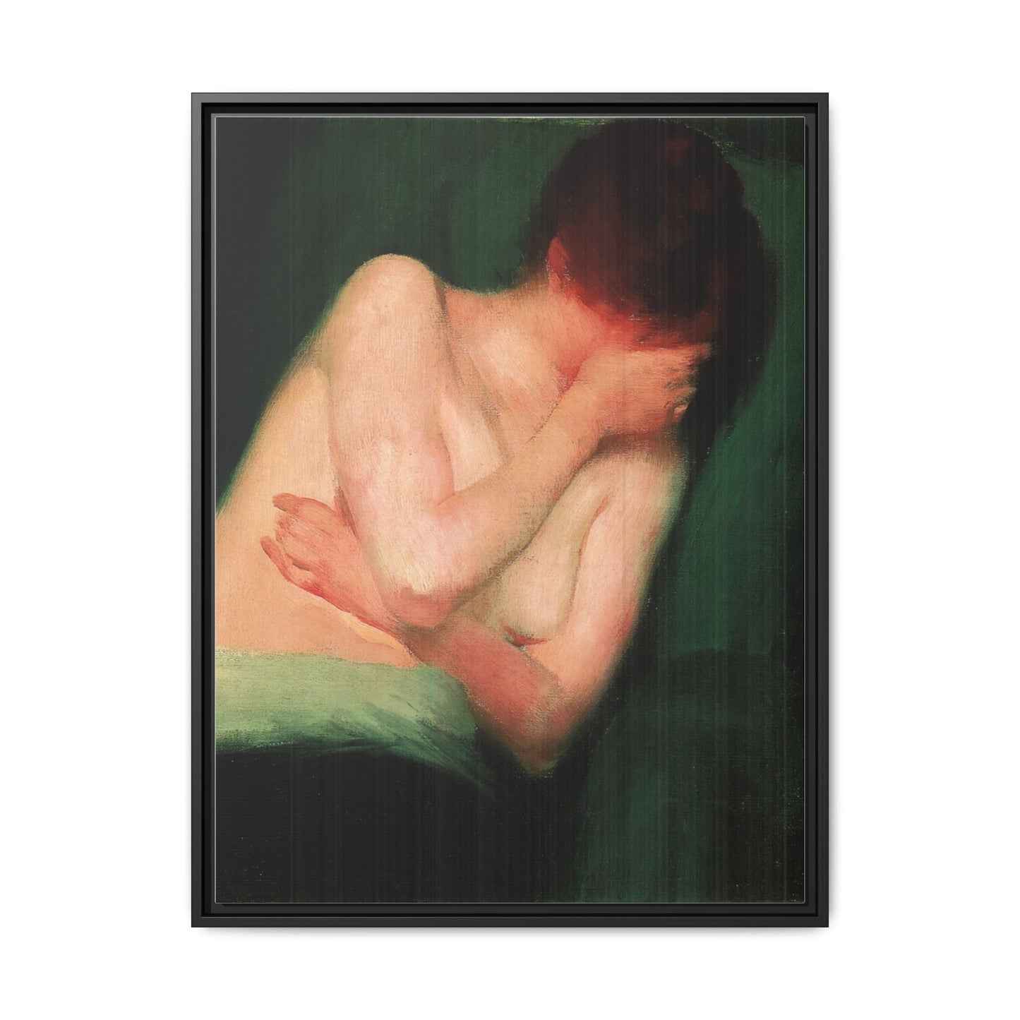 Female Nude by János Vaszary Framed Matte Canvas Wall Art Print