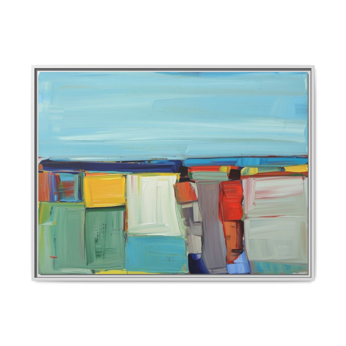 Abstract Coastal Blocks Matte Canvas Print (Framed)