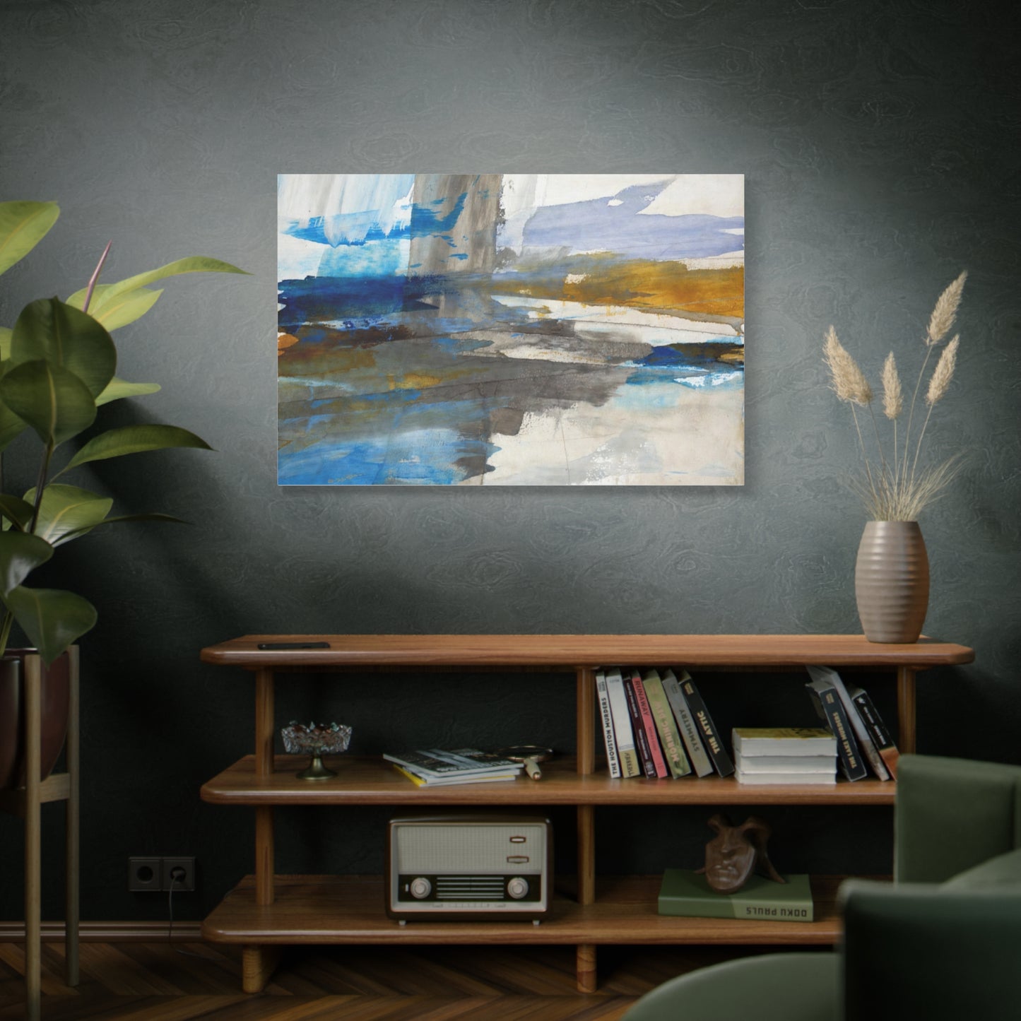 Abstract Coastal Blue Matte Canvas Print — Stretched 1.25" Wall Art