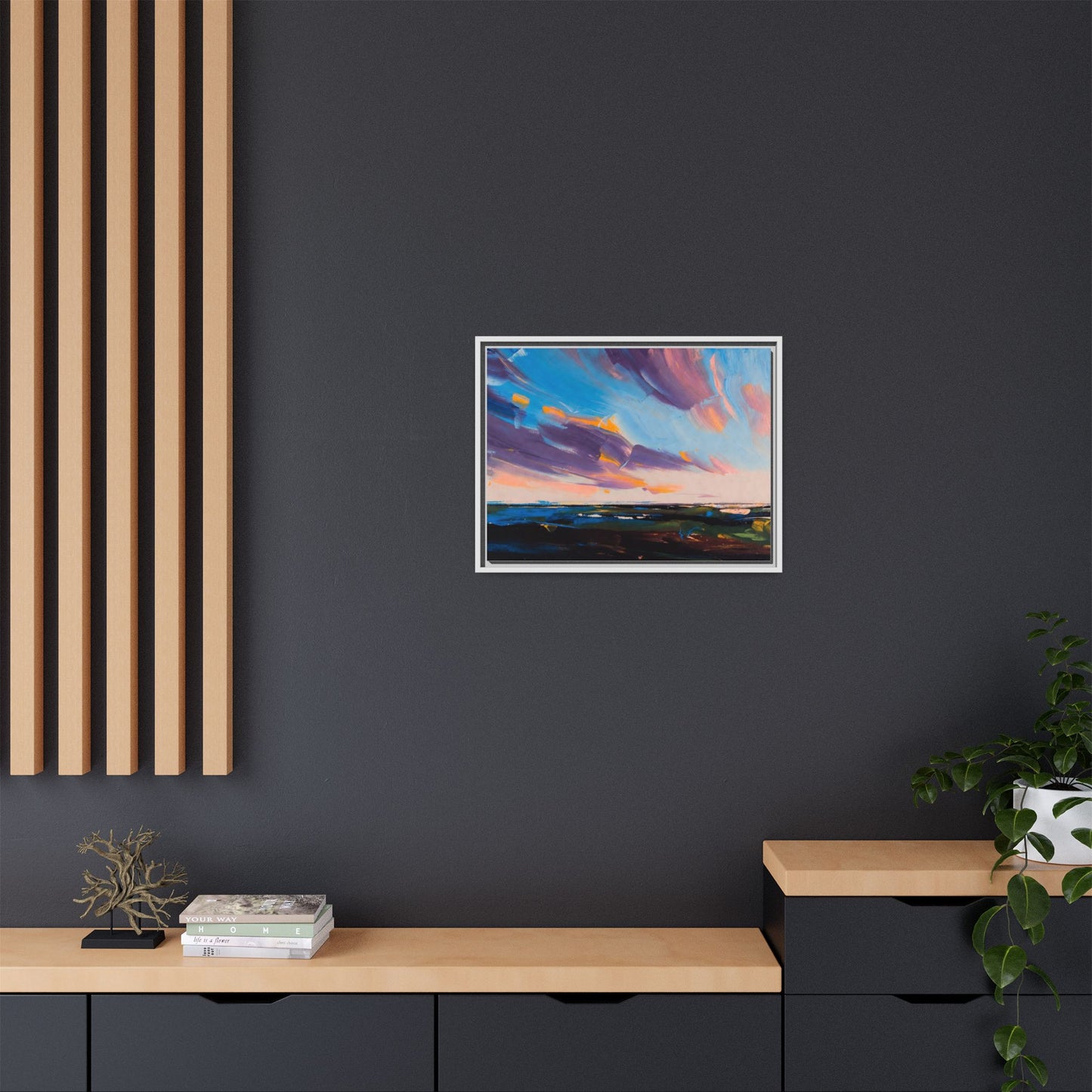 Framed Matte Canvas Abstract Seascape Sunset Art Print