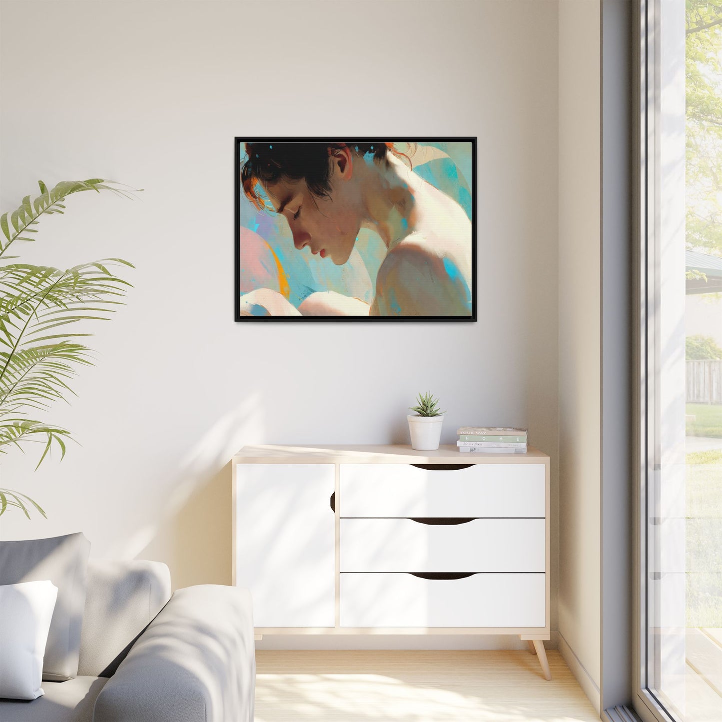 Framed Matte Canvas Print — Dreamy Portrait Art (Multi‑Color)