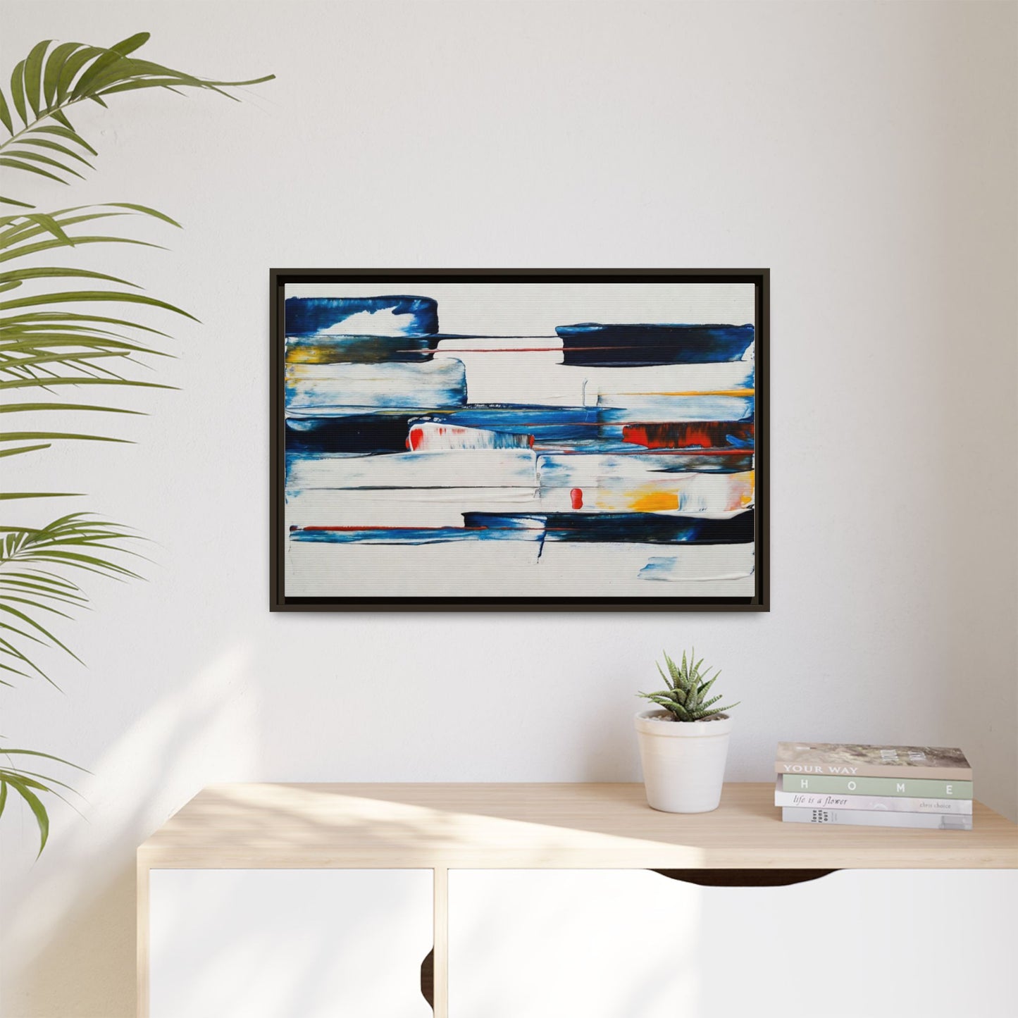Abstract Coastal Brushstrokes Framed Canvas Print