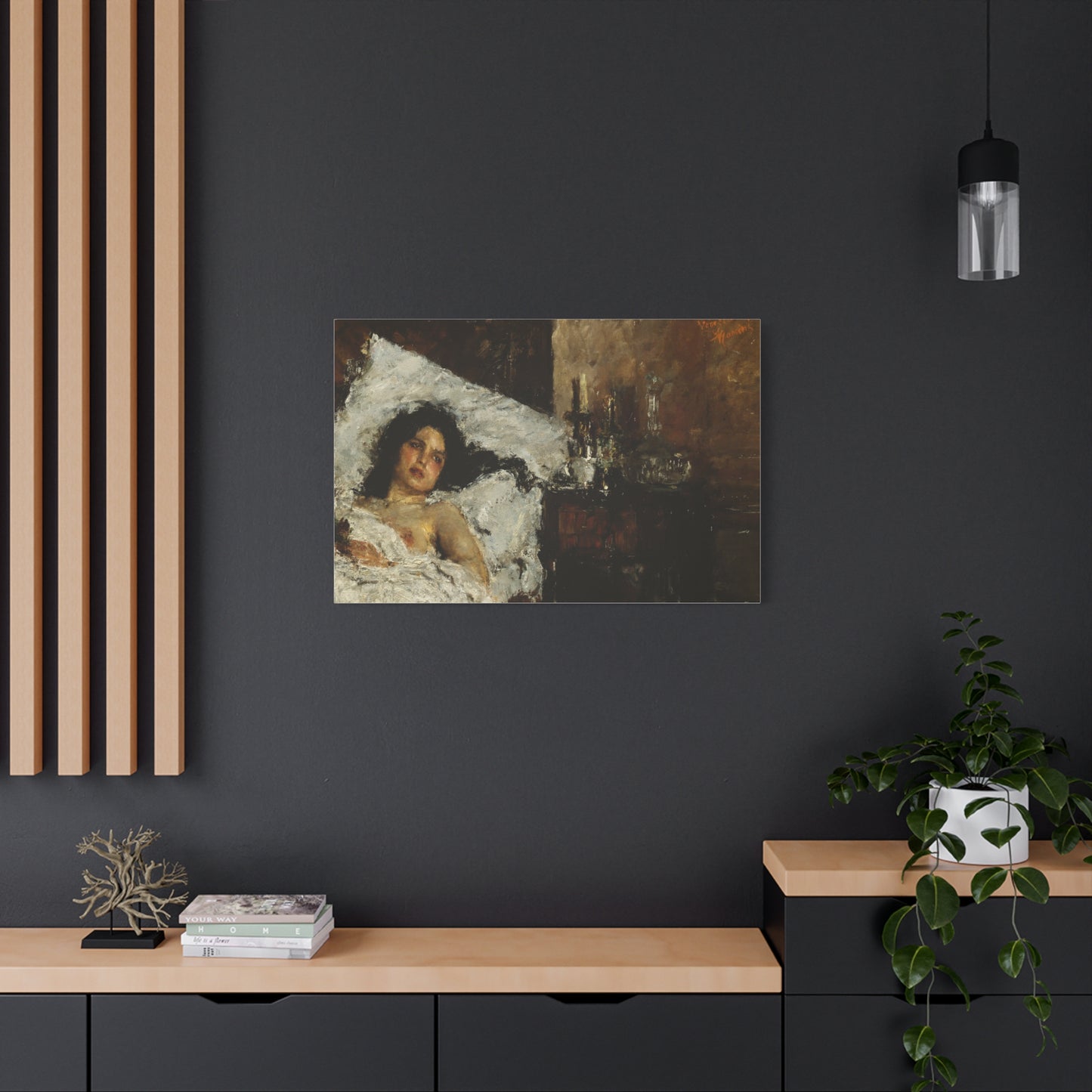 Resting by Antonio Mancini Matte Canvas Wall Art Print