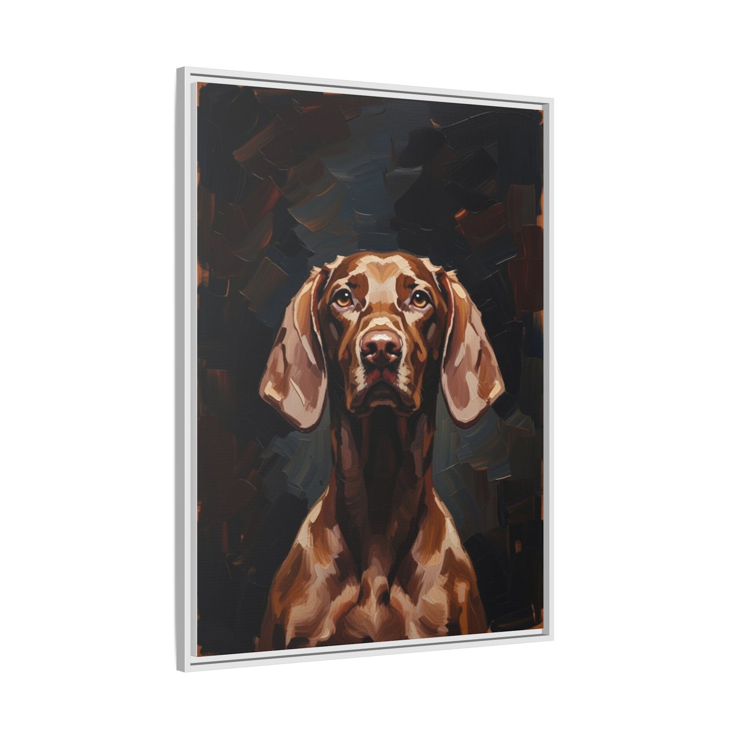 Framed Matte Canvas Dog Portrait – Brown Vizsla Wall Art