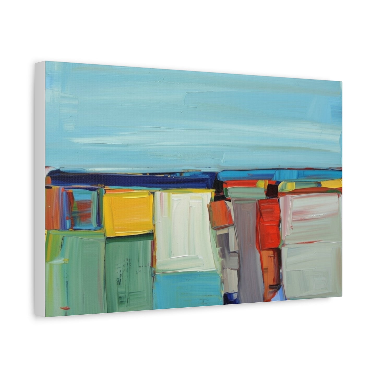Abstract Coastal Landscape Canvas Print — Colorful Modern Seascape Wall Art