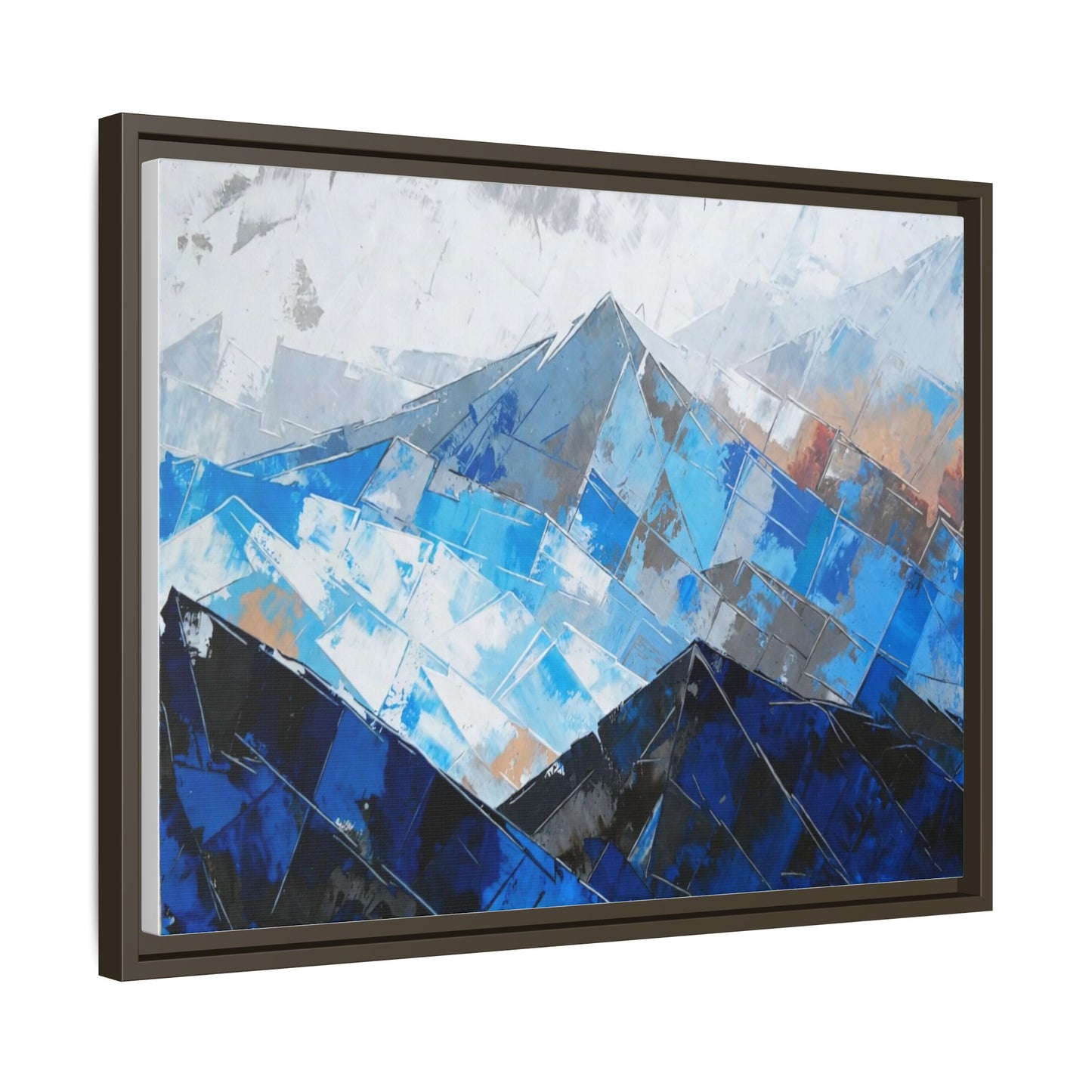 Framed Matte Canvas Blue Mountain Abstract Wall Art