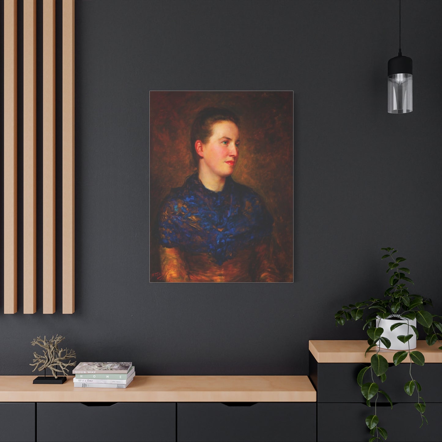 Portrait Canvas Print — Vintage Woman Oil Painting on Stretched Matte Canvas