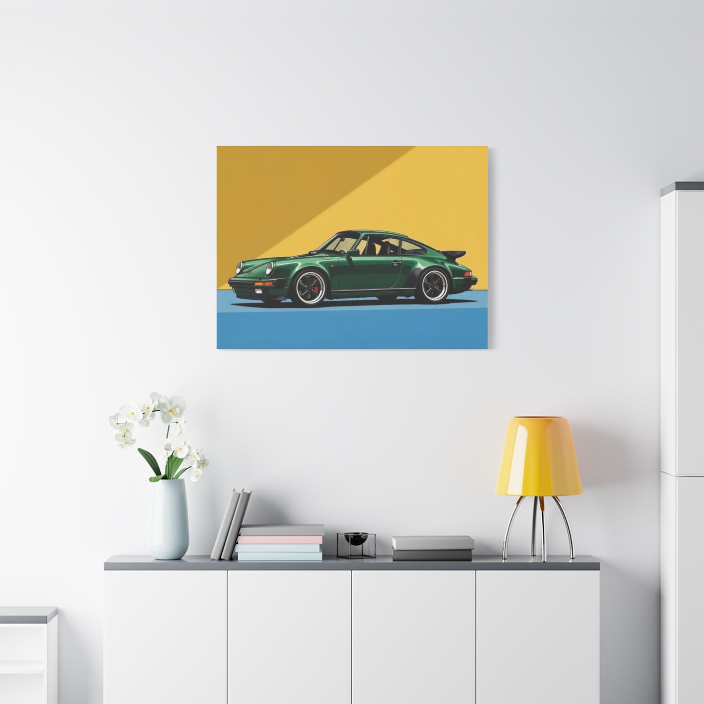 Vintage Green Porsche Art Print - Matte Stretched Canvas