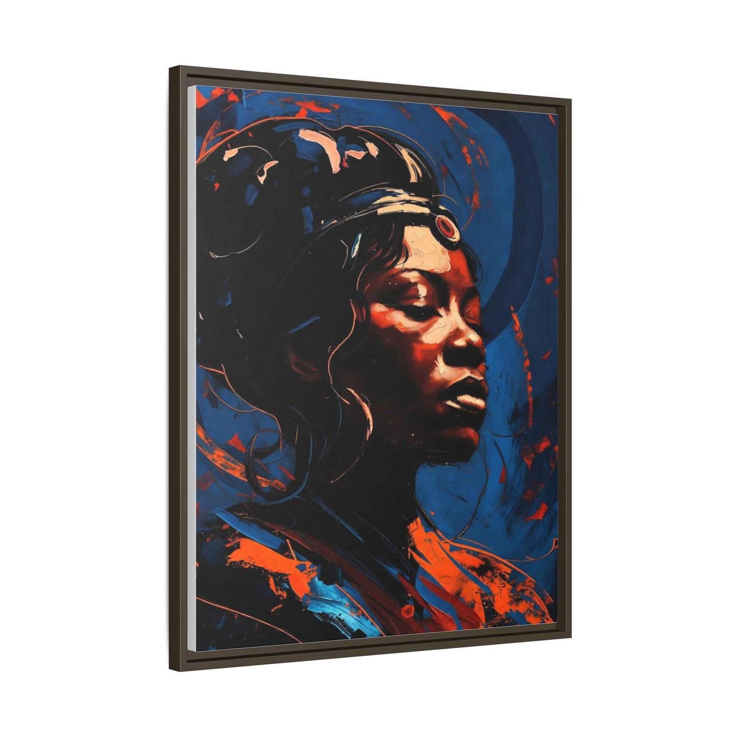 Framed Matte Canvas Art - Vibrant Portrait of a Black Woman (Multi-Color)