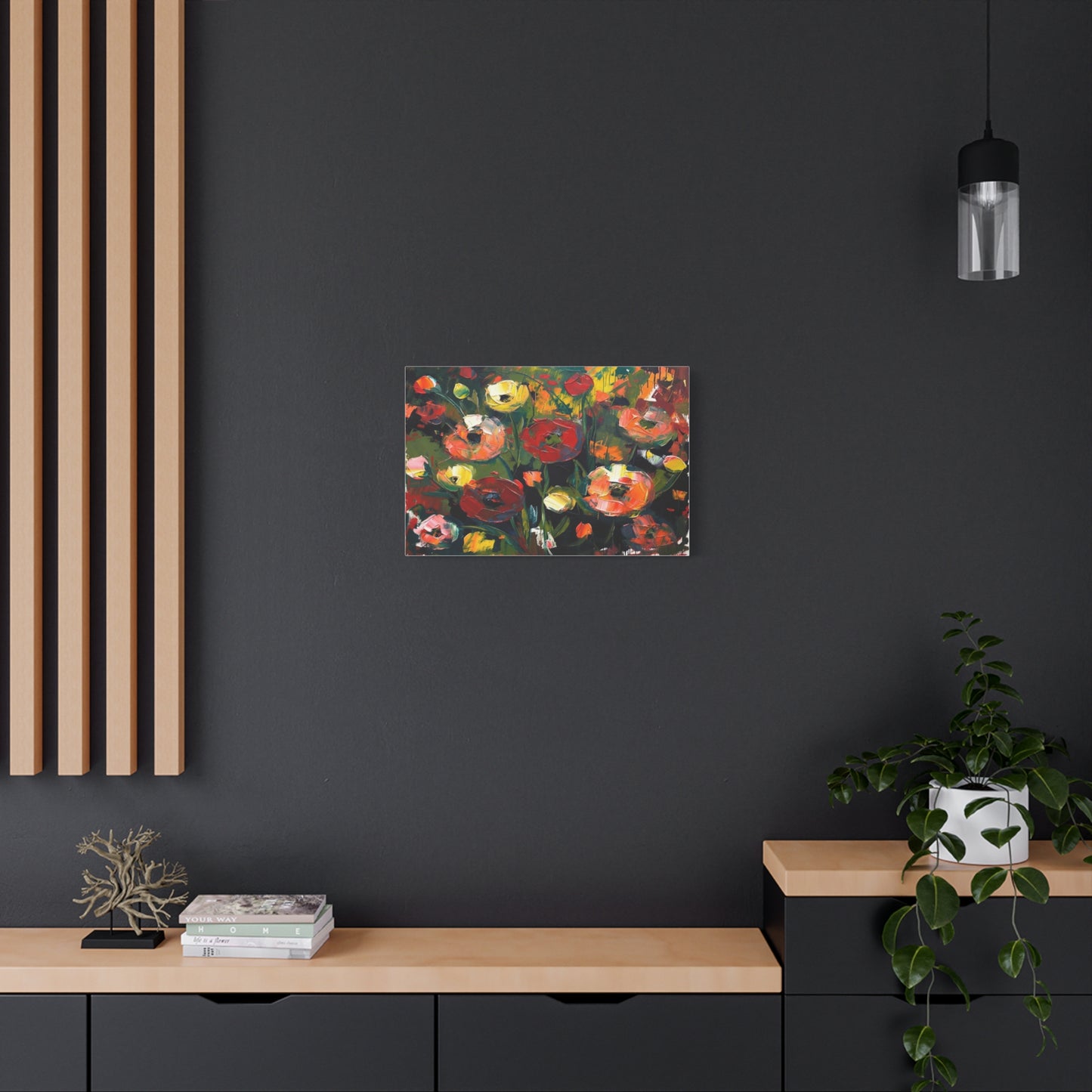 Bold Floral Abstract Canvas Print — Colorful Poppy Wall Art, Matte Stretched 1.25"