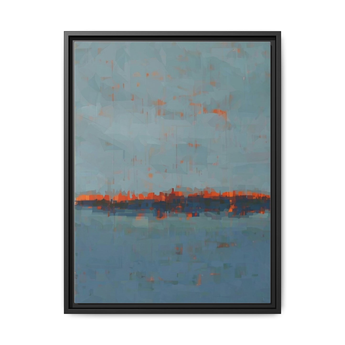 Framed Canvas Art — Teal & Orange Abstract Seascape