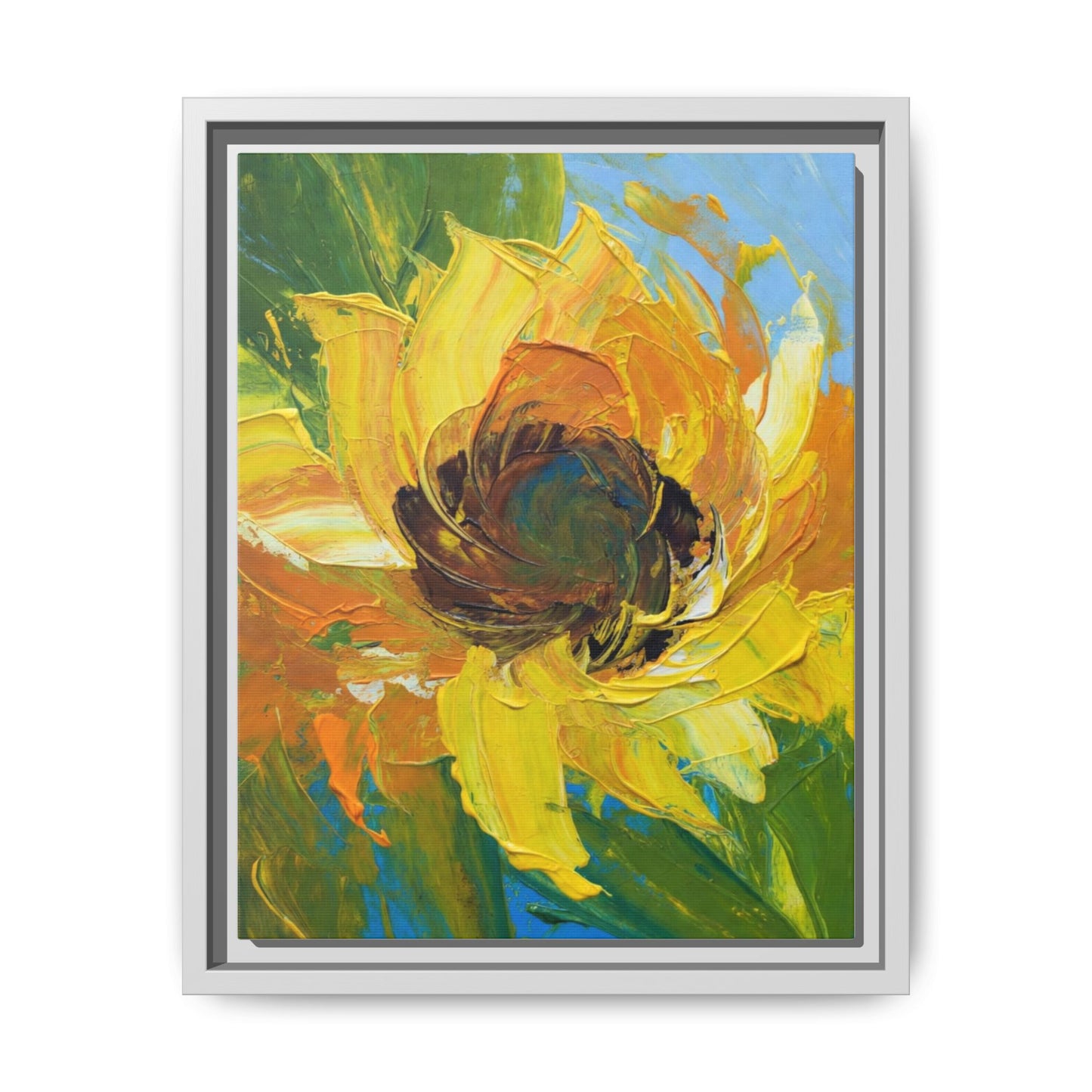 Framed Sunflower Abstract Matte Canvas Print